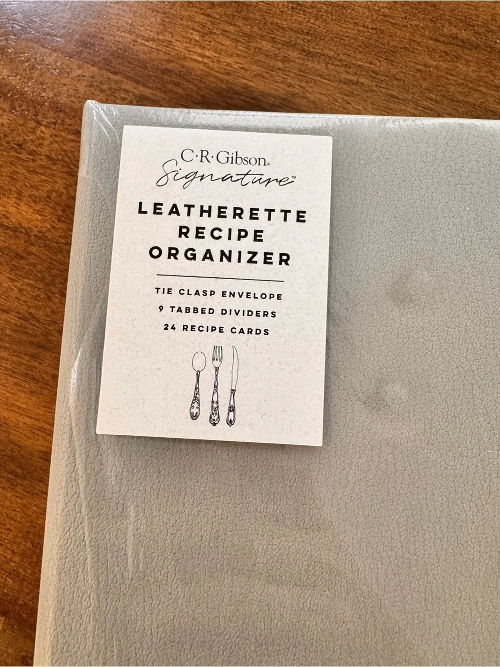 NEW CR Gibson Leatherette Recipe Binder Gray Gold 24 Recipe Cards 9 Dividers